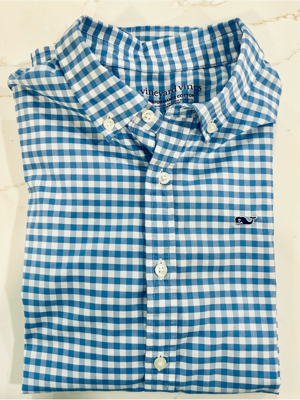 Vineyard Vines Blue and White Gingham Button-Down Shirt